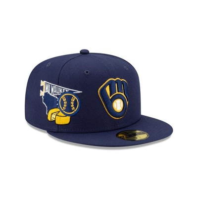 Sapca New Era Milwaukee Brewers MLB City Patch 59FIFTY Fitted - Albastri